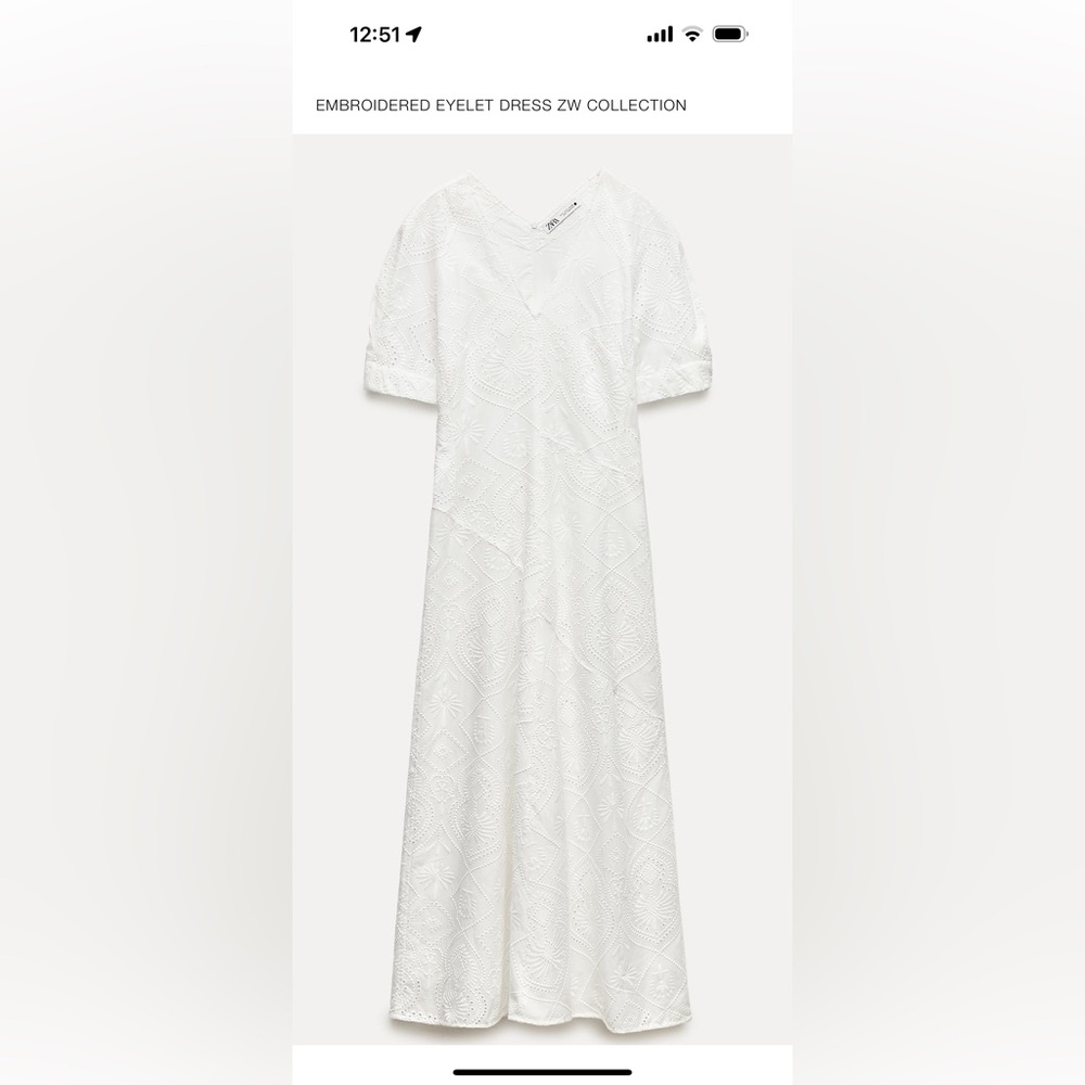 NWT Zara Embroidered White Eyelet Dress